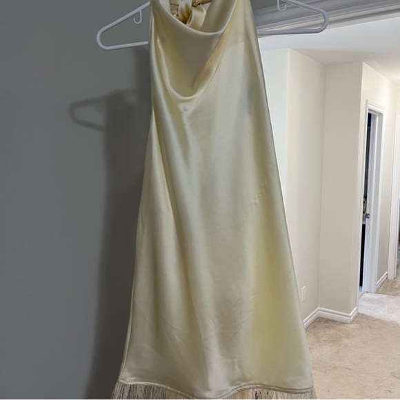 WeWoreWhat feather mini halter dress Ecru size S - Picture 2 of 3